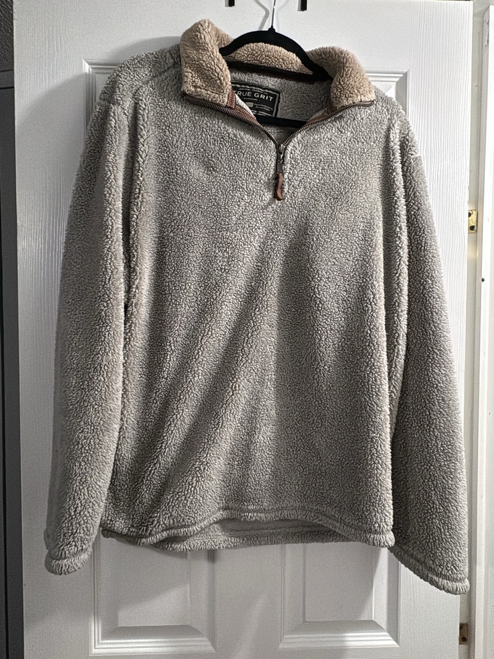 True Grit Light Beige Sherpa Half-Zip Pullover